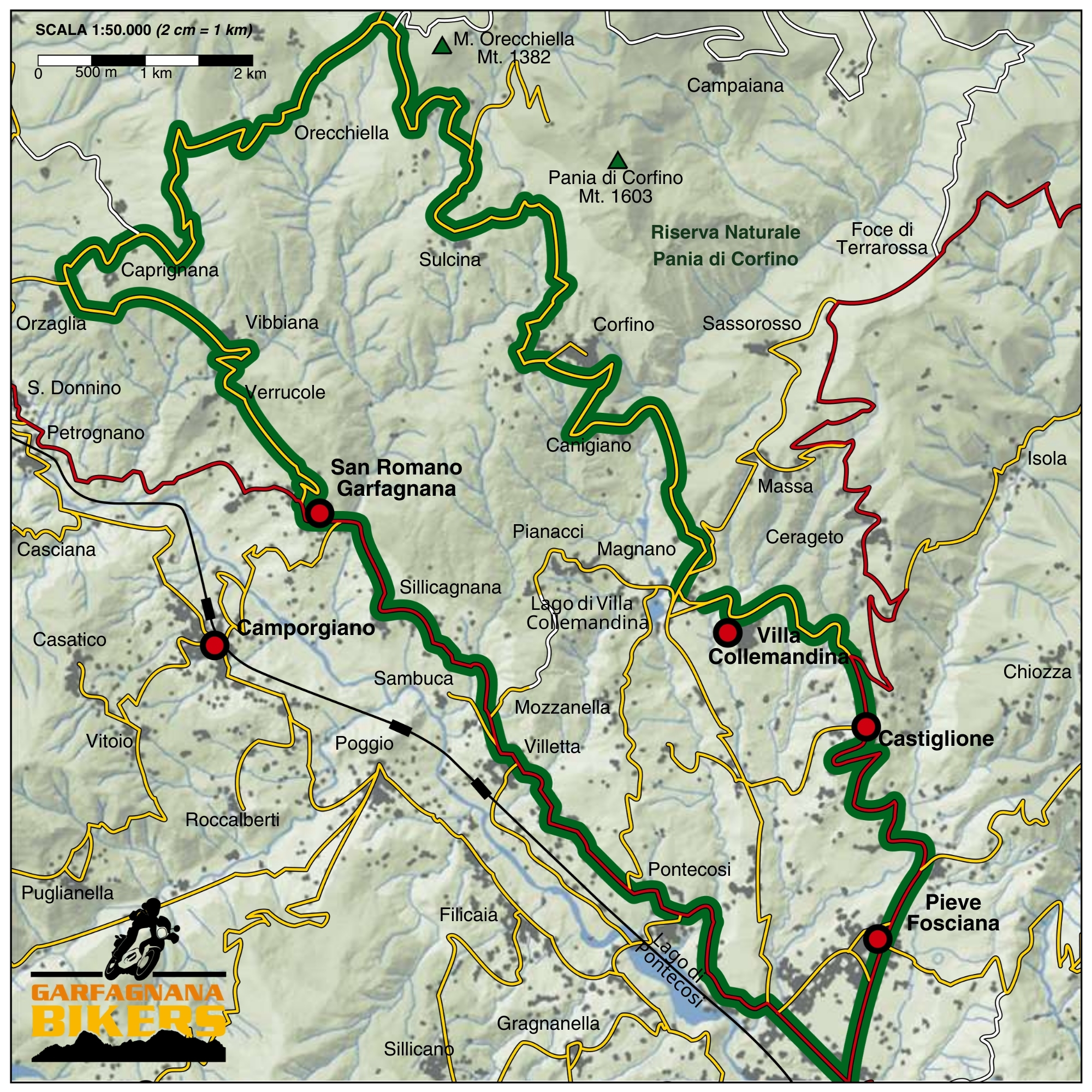 Immagine itinerario Orecchiella - percorso segnato su mappa