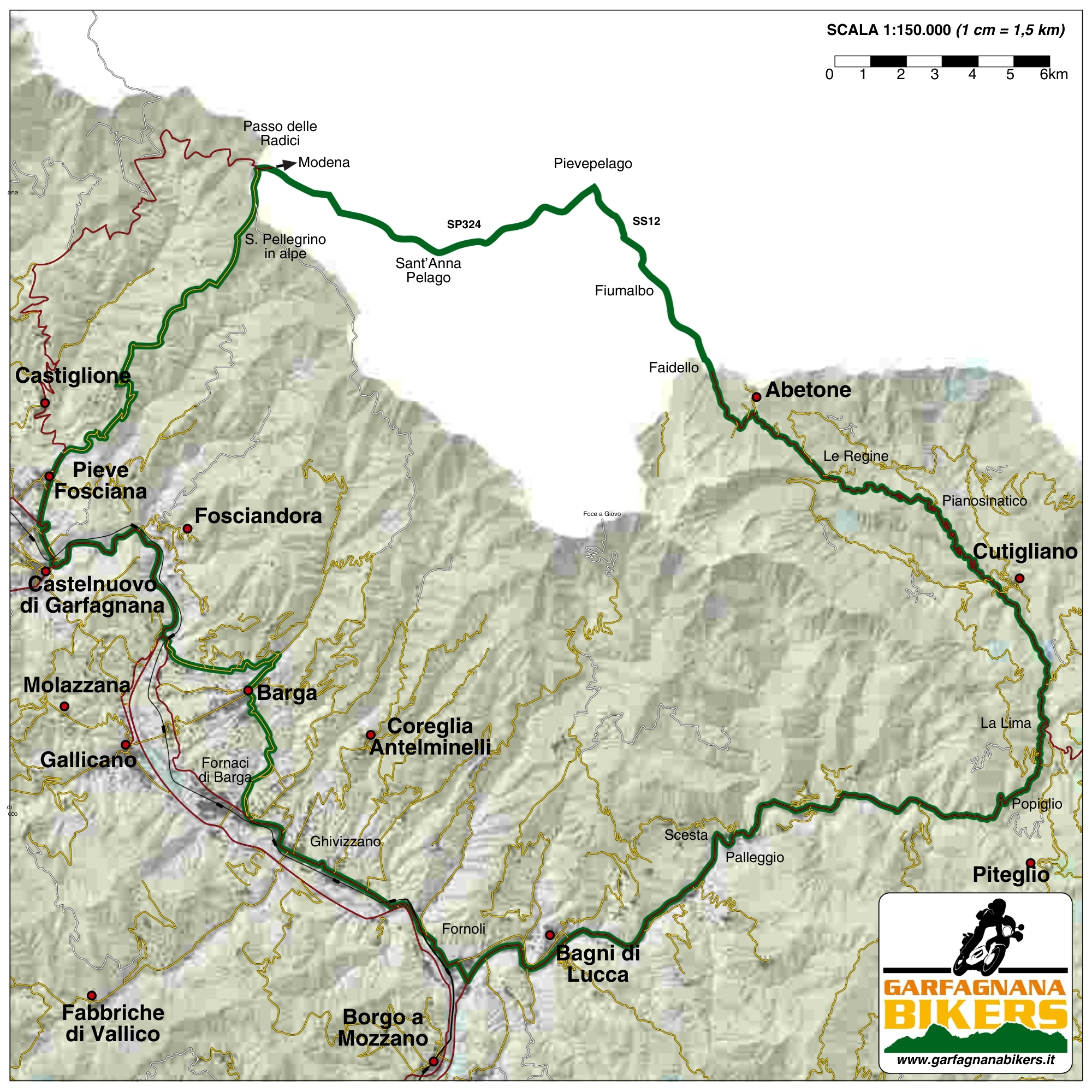 6-passoabetone Immagine itinerario Passo dell'Abetone - percorso segnato su mappa