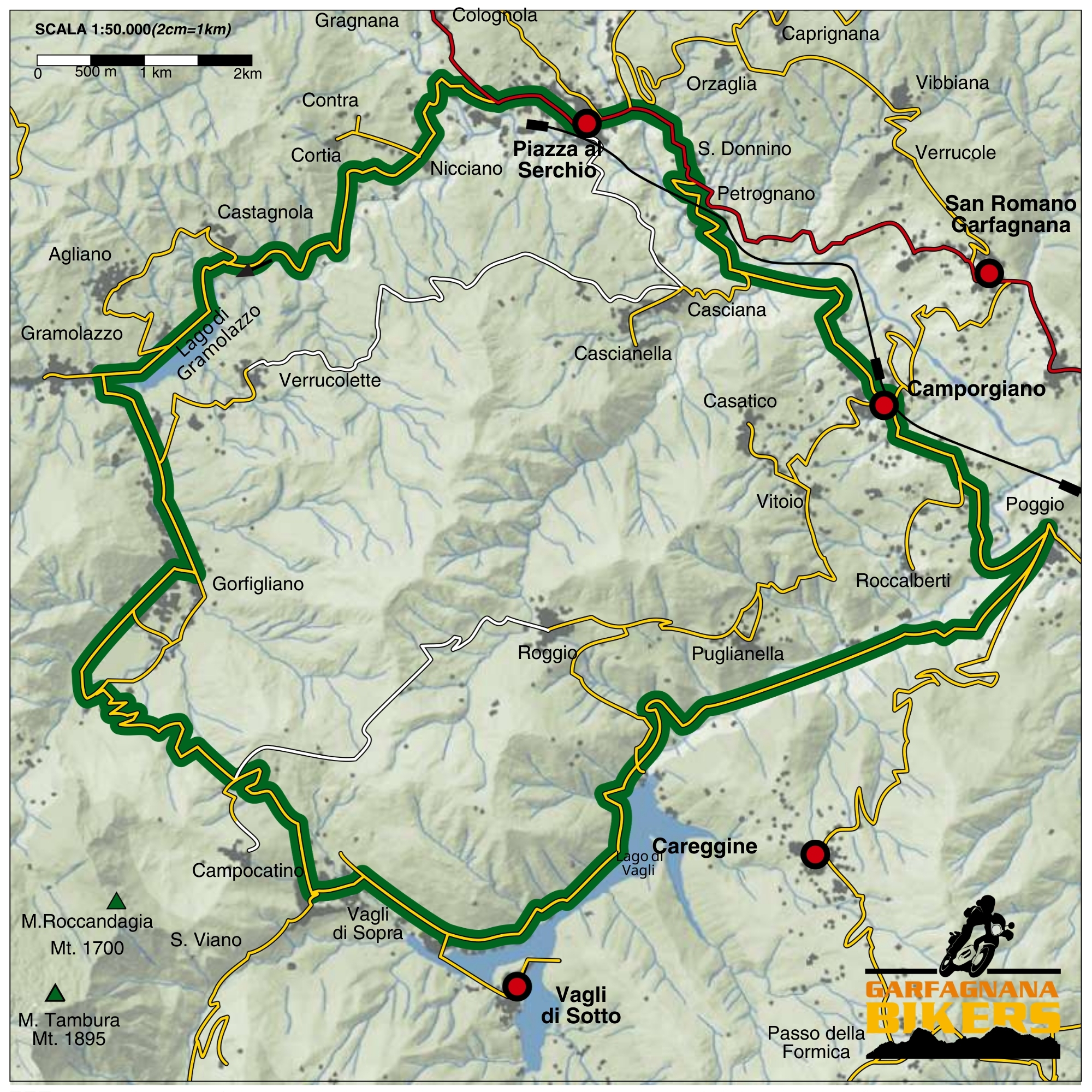 7-campocatino Immagine itinerario Campocatino - percorso segnato su mappa