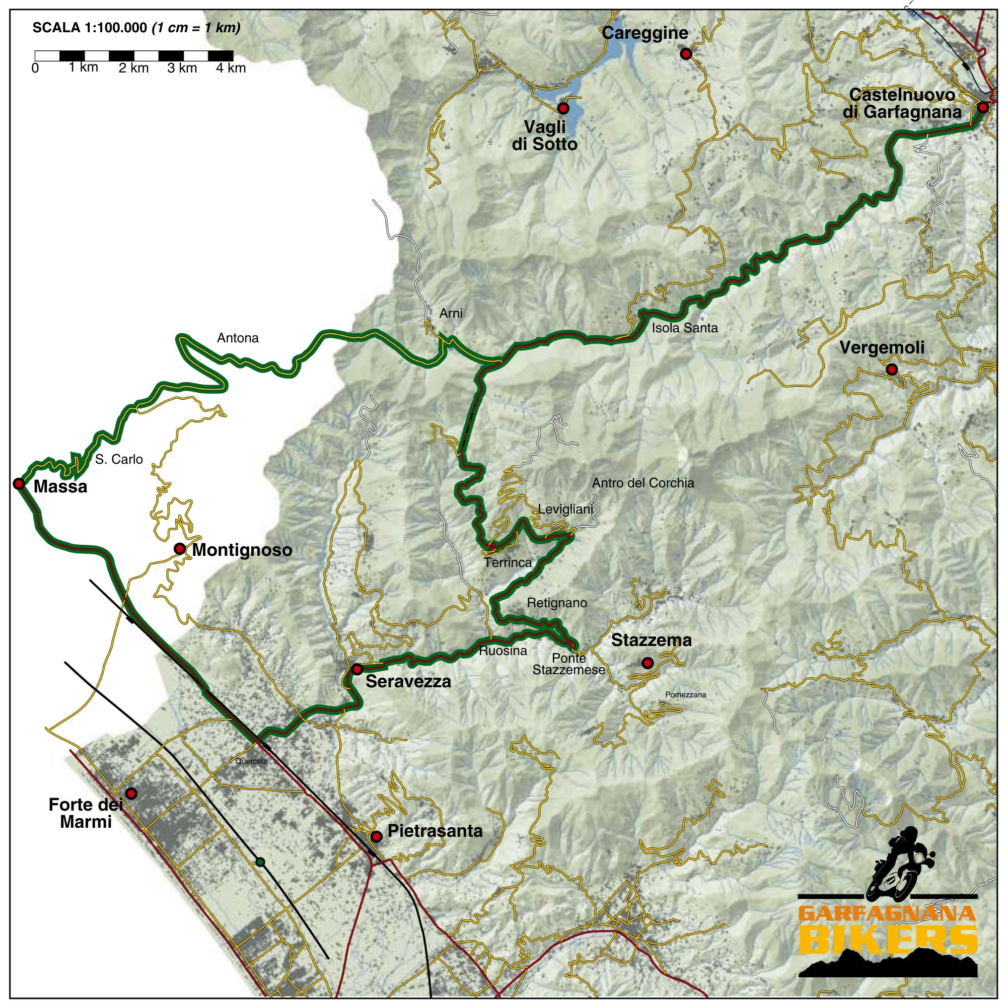 8-passodelvestito Immagine itinerario Passo del Vestito - percorso segnato su mappa